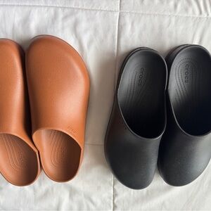 Mens CROCS Tan and Black Slip-On Mules- Size 13 (2 pair for the price of 1!)